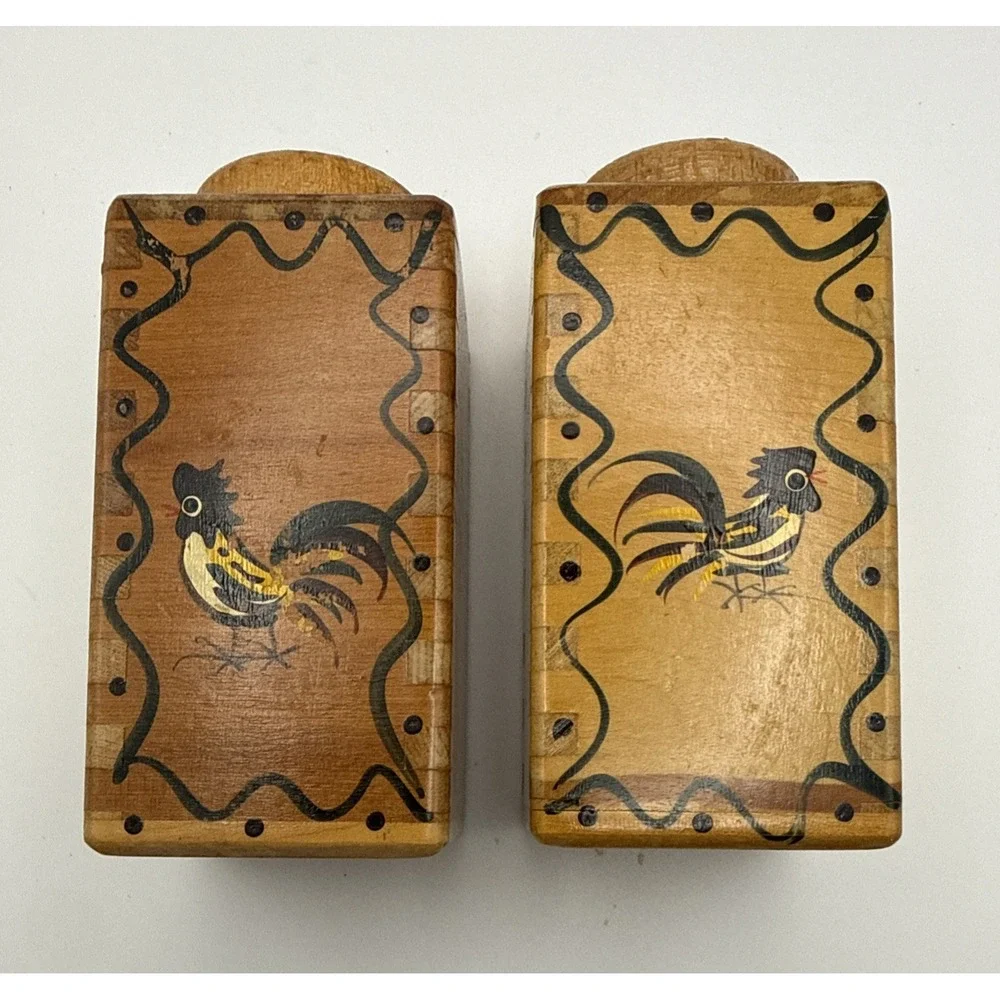 Woodpecker Woodware Rooster Japan 1950's Wooden 4